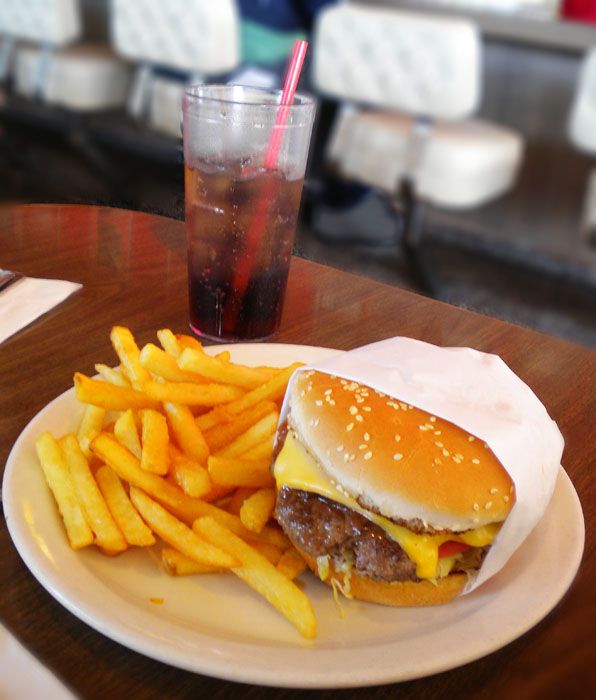 Tasty burger and fries at Pann's, Los Angeles
