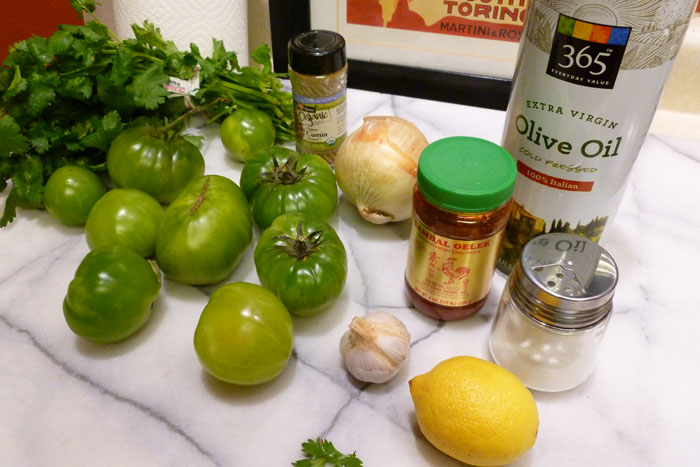 Ingredients for Green Tomato Salsa