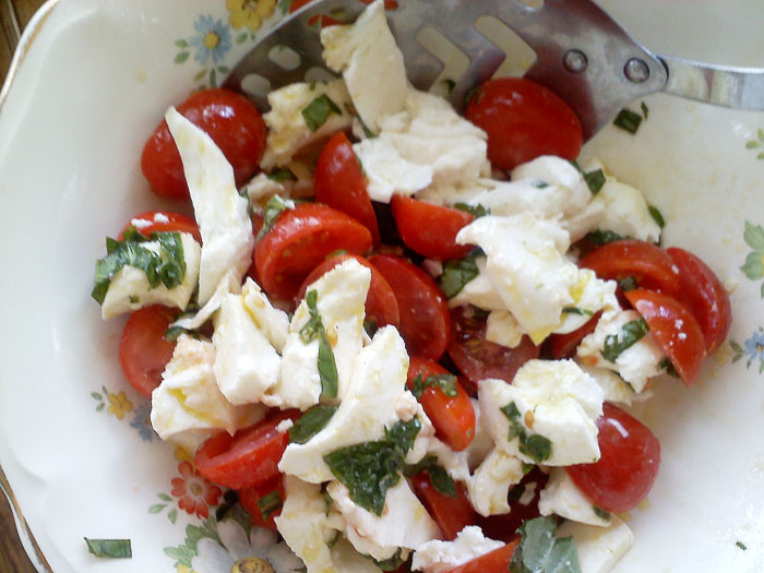 Another caprese salad, with cherry tomatoes.